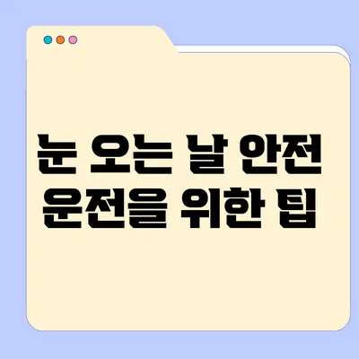 눈 오는 날 안전 운전을 위한 팁