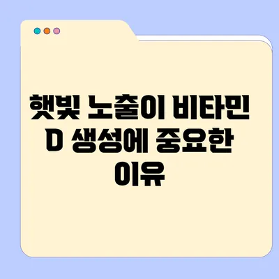햇빛 노출이 비타민 D 생성에 중요한 이유