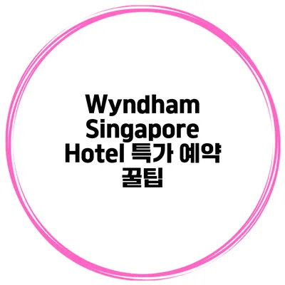 Wyndham Singapore Hotel 특가 예약 꿀팁