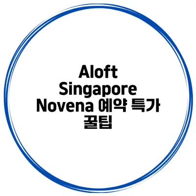 Aloft Singapore Novena 예약 특가 꿀팁