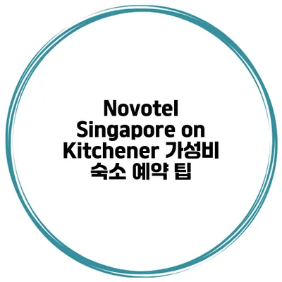Novotel Singapore on Kitchener 가성비 숙소 예약 팁