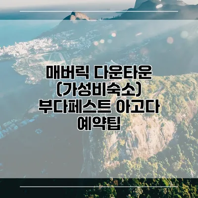 매버릭 다운타운 (가성비숙소) 부다페스트 아고다 예약팁