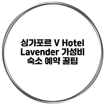 싱가포르 V Hotel Lavender 가성비 숙소 예약 꿀팁
